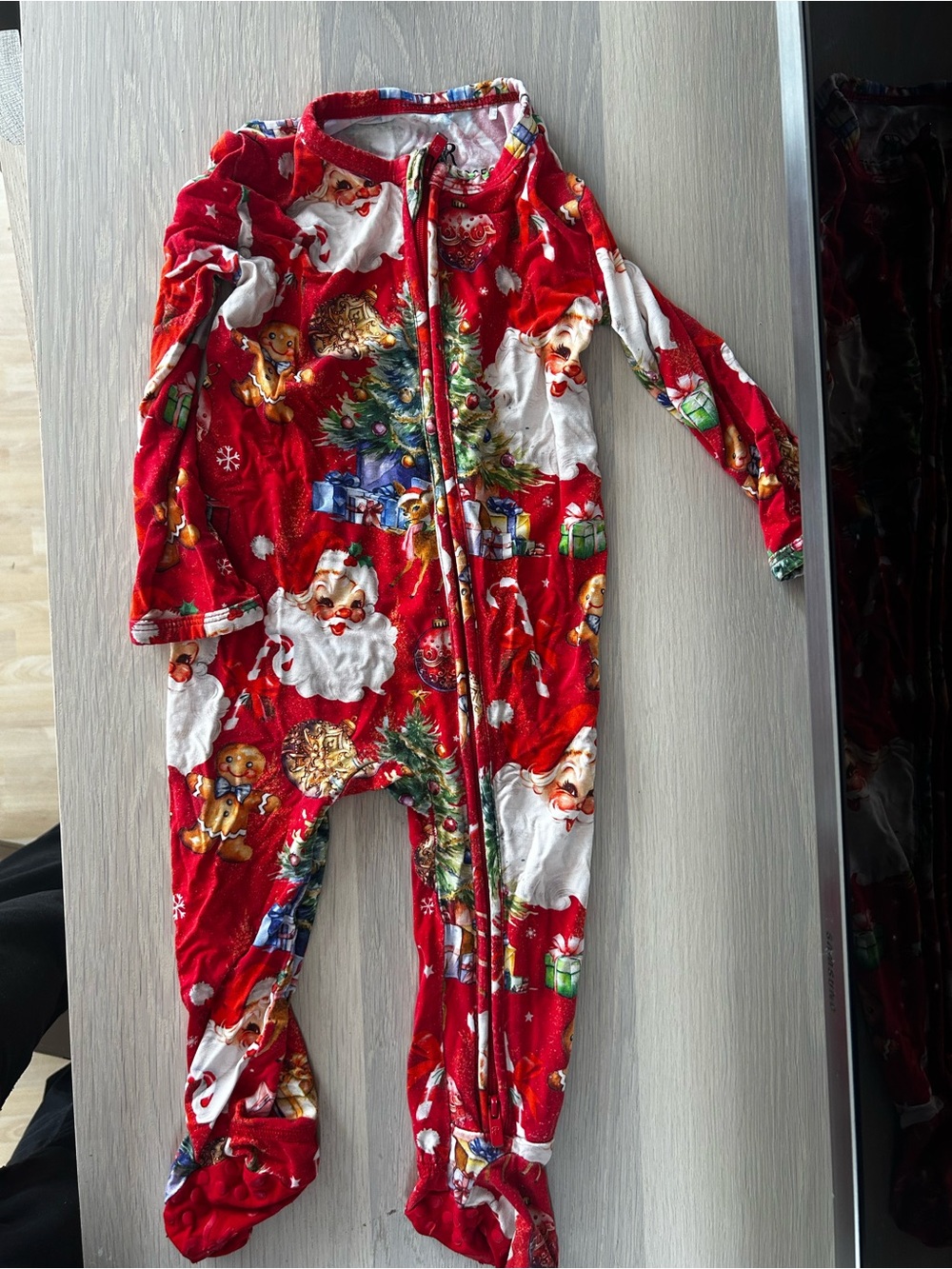 Bums & Roses Santa Christmas Bamboo Double Zippy Pajamas 12-18M
